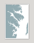 Annapolis Coastal Map — Fine Art Print Vertical, soft-blue, White Frame, 8x10