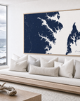 Annapolis canvas map — sea-view bench interior