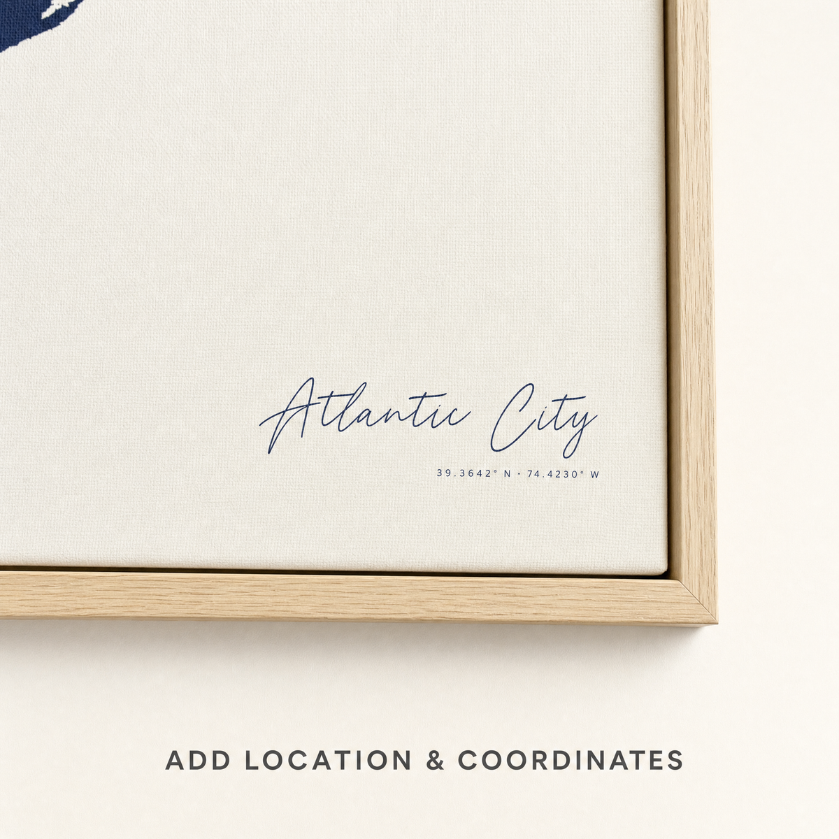 Atlantic City canvas map — location and coordinates customization
