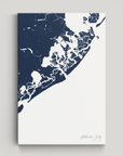 Atlantic City Coastal Map — Canvas Vertical, navy, No Frame