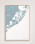 Atlantic City Coastal Map — Canvas Vertical — soft-blue, Light Wood