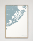 Atlantic City Coastal Map — Canvas Vertical, soft-blue, Natural Oak