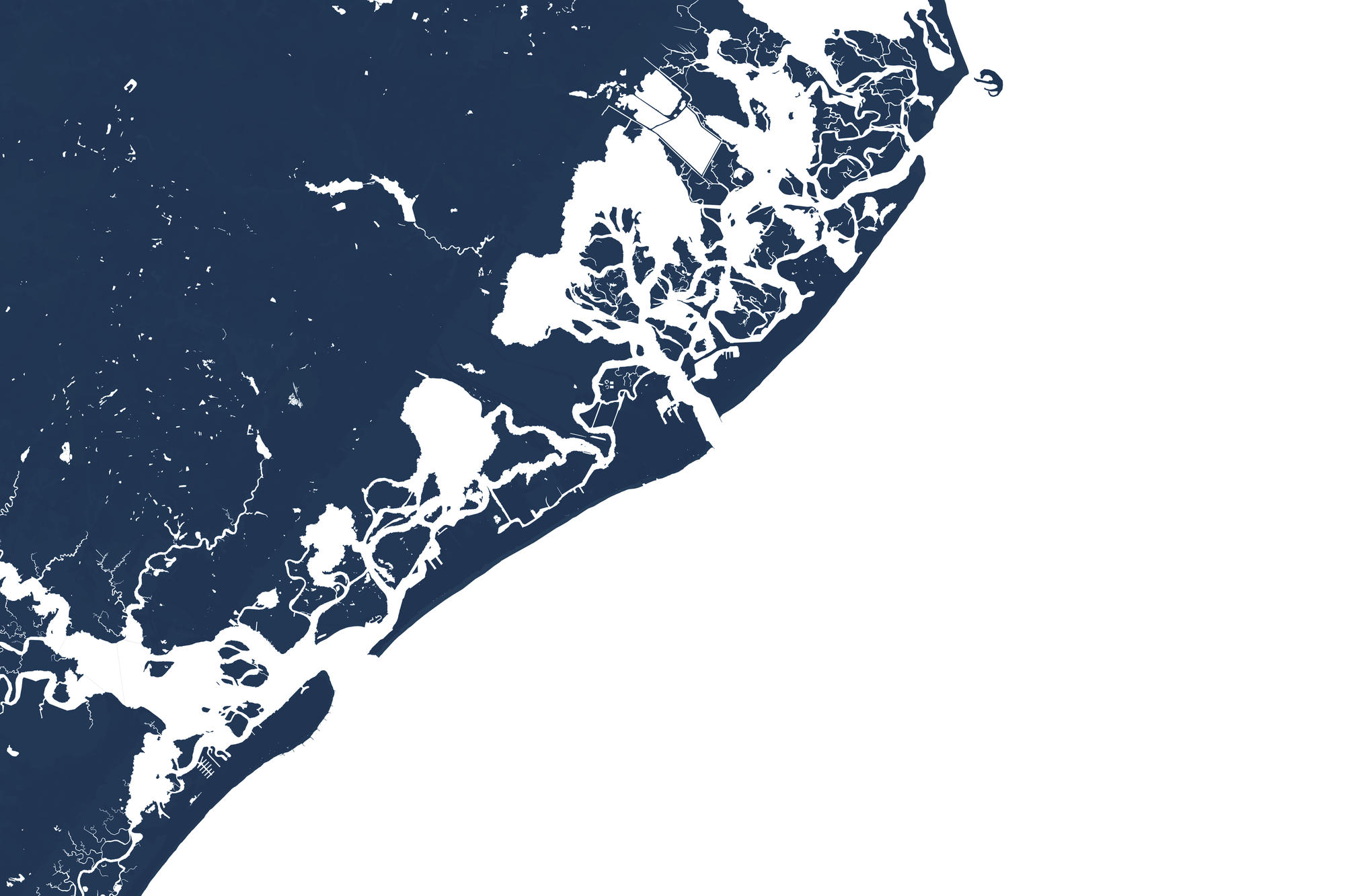 Atlantic City Coastal Map — Fine Art Print Horizontal, navy, No Frame, 10x8