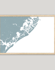 Atlantic City Coastal Map — Fine Art Print Horizontal, soft-blue, Oak, 10x8