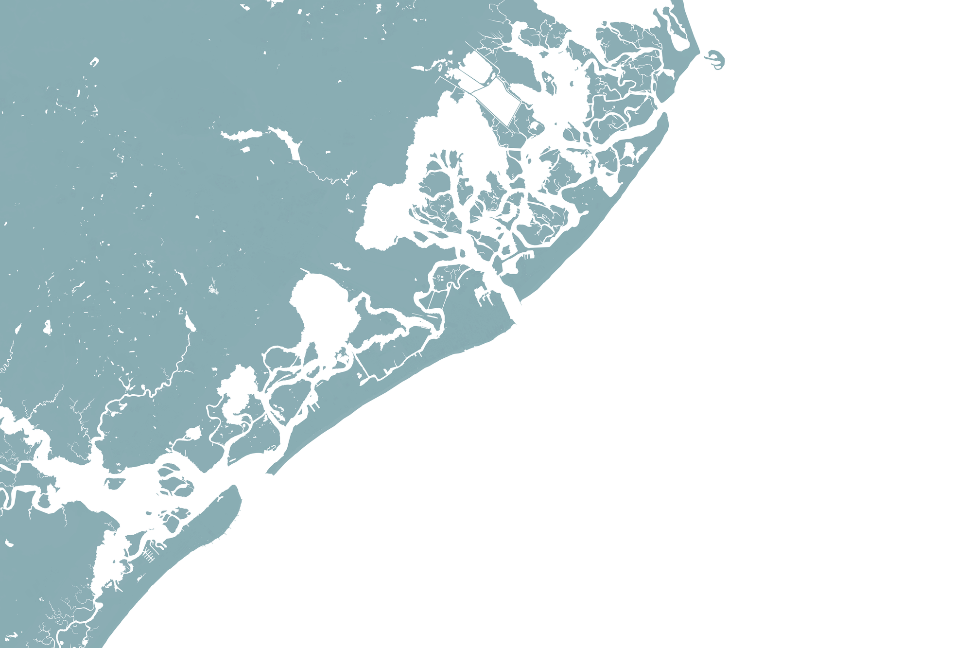 Atlantic City Coastal Map — Fine Art Print Horizontal, soft-blue, No Frame, 10x8