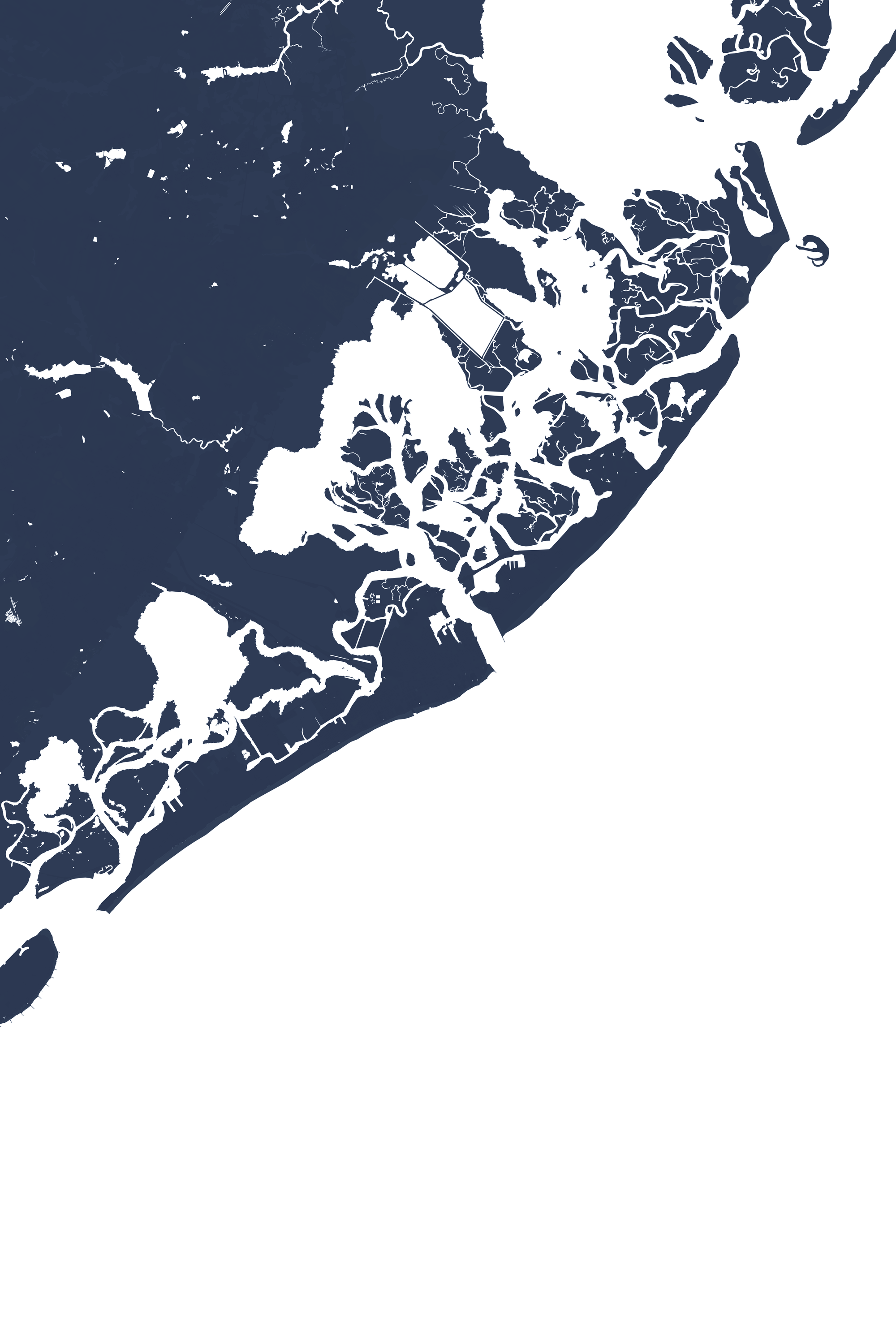 Atlantic City Coastal Map — Fine Art Print Vertical, navy, No Frame, 8x10