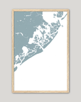 Atlantic City Coastal Map — Fine Art Print Vertical, soft-blue, Oak, 8x10