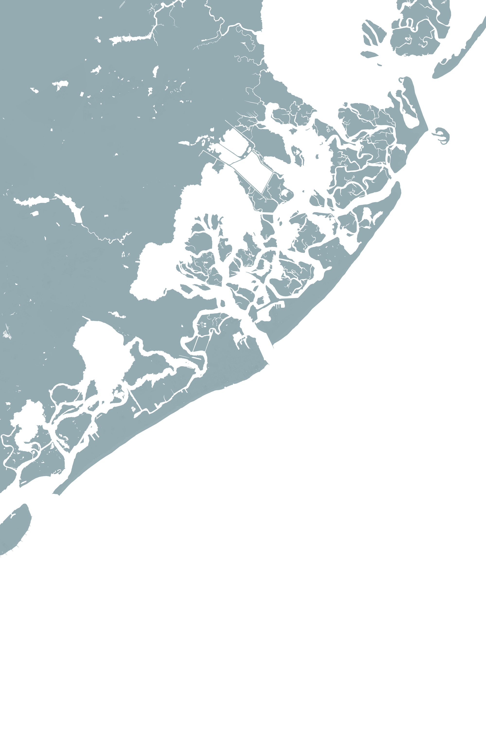 Atlantic City Coastal Map — Fine Art Print Vertical, soft-blue, No Frame, 8x10