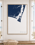 Bald Head Island canvas map — window-scene interior