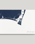 Bald Head Island Coastal Map — Canvas Horizontal, navy, No Frame