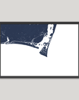 Bald Head Island Coastal Map — Fine Art Print Horizontal, navy, Black Frame, 10x8