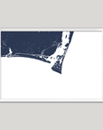 Bald Head Island Coastal Map — Fine Art Print Horizontal, navy, White Frame, 10x8