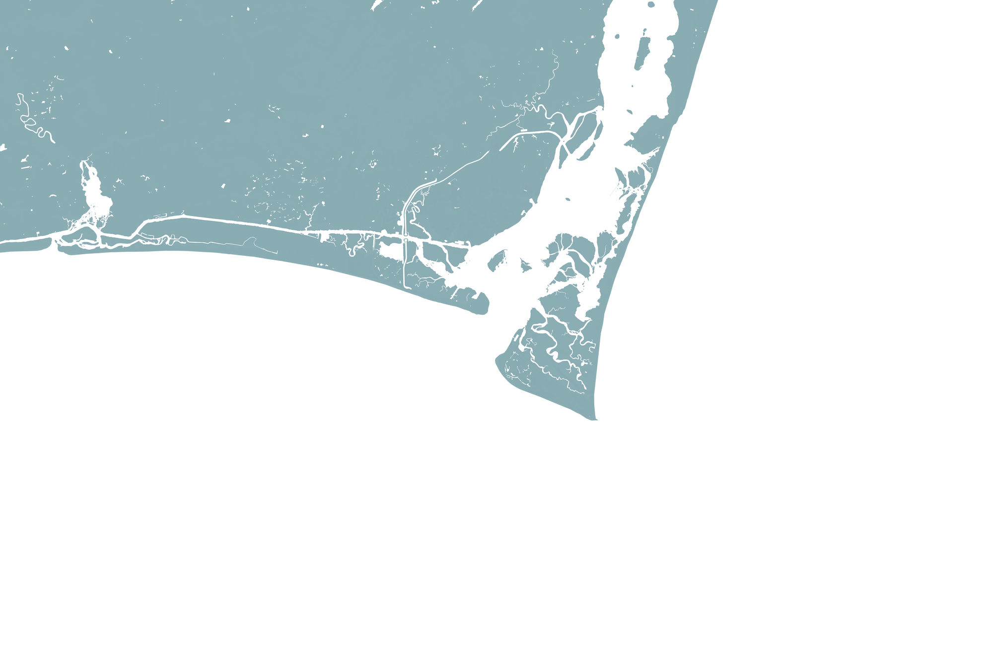 Bald Head Island Coastal Map — Fine Art Print Horizontal, soft-blue, No Frame, 10x8