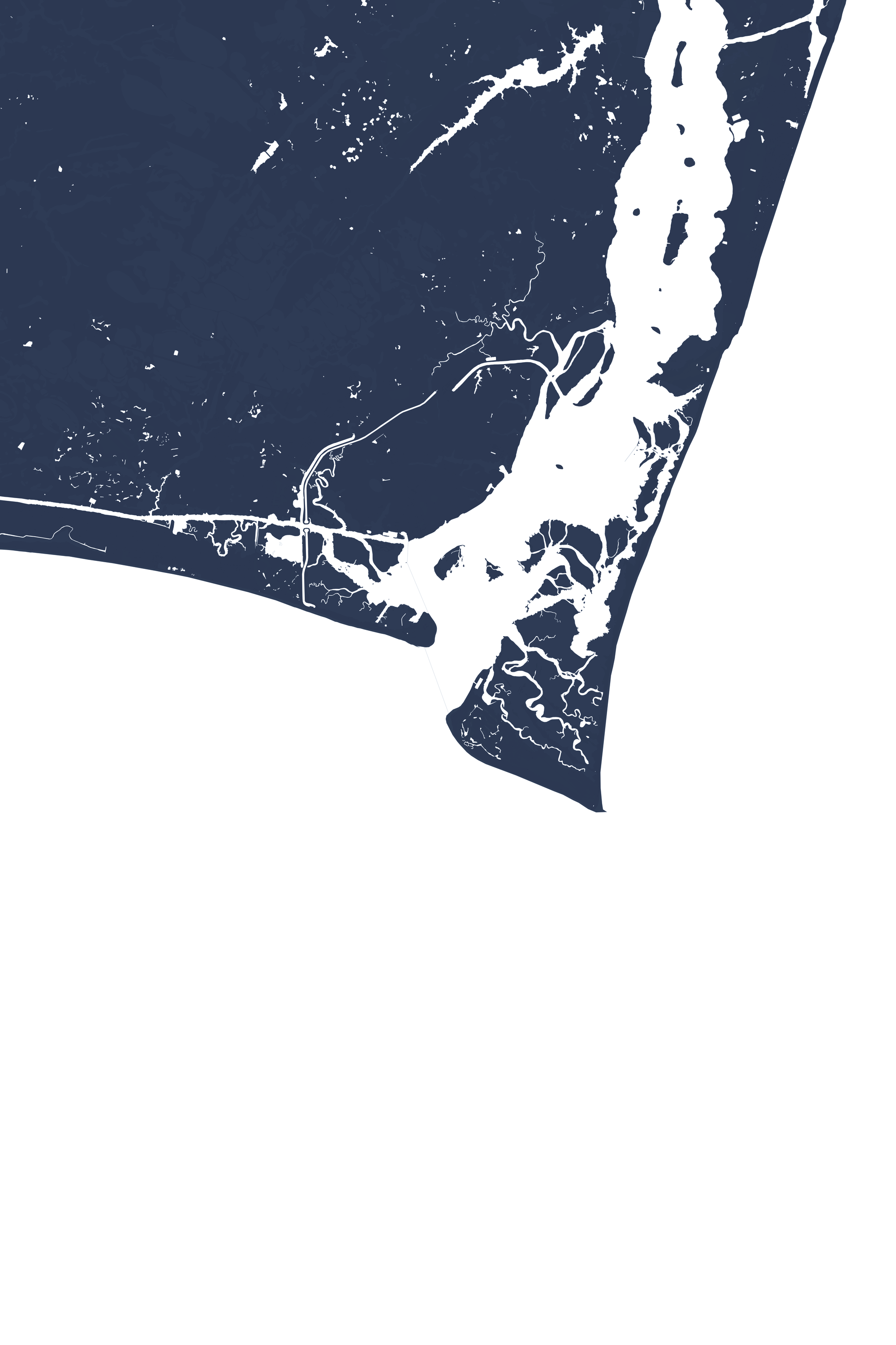 Bald Head Island Coastal Map — Fine Art Print Vertical, navy, No Frame, 8x10