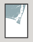 Bald Head Island Coastal Map — Fine Art Print Vertical, soft-blue, Black Frame, 8x10