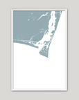 Bald Head Island Coastal Map — Fine Art Print Vertical, soft-blue, White Frame, 8x10