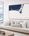 Bald Head Island canvas map — sea-view bench interior