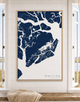 Beaufort / Sea Islands canvas map — window-scene interior