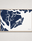 Beaufort / Sea Islands Coastal Map — Canvas Horizontal — navy, Light Wood