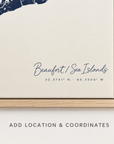 Beaufort / Sea Islands canvas map — location and coordinates customization