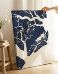 Beaufort navy vertical wrapped canvas map in the ratio 2:3 hand mockup