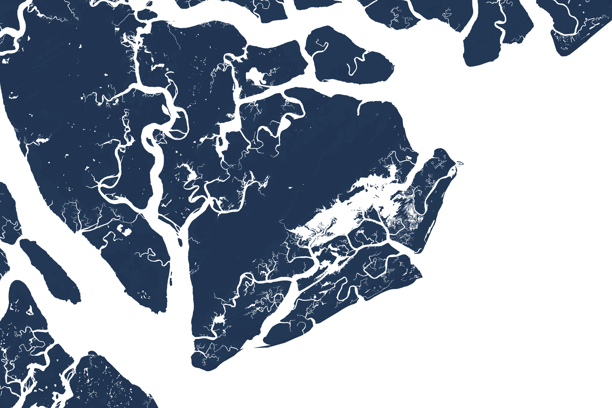 Beaufort / Sea Islands Coastal Map — Fine Art Print Horizontal, navy, No Frame, 10x8