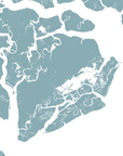Beaufort / Sea Islands Coastal Map — Fine Art Print Horizontal, soft-blue, No Frame, 10x8