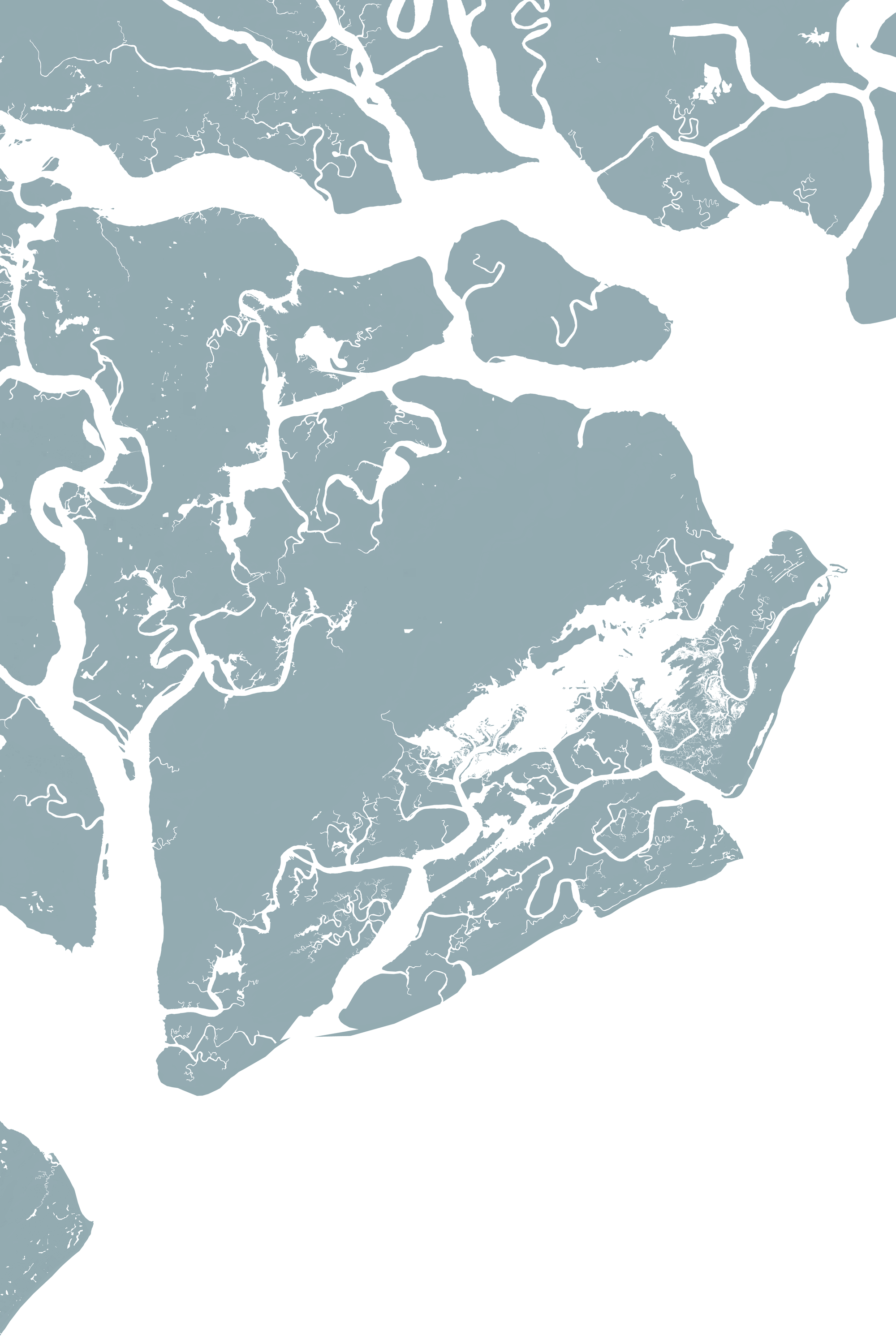 Beaufort / Sea Islands Coastal Map — Fine Art Print Vertical, soft-blue, No Frame, 8x10