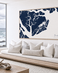 Beaufort / Sea Islands canvas map — sea-view bench interior