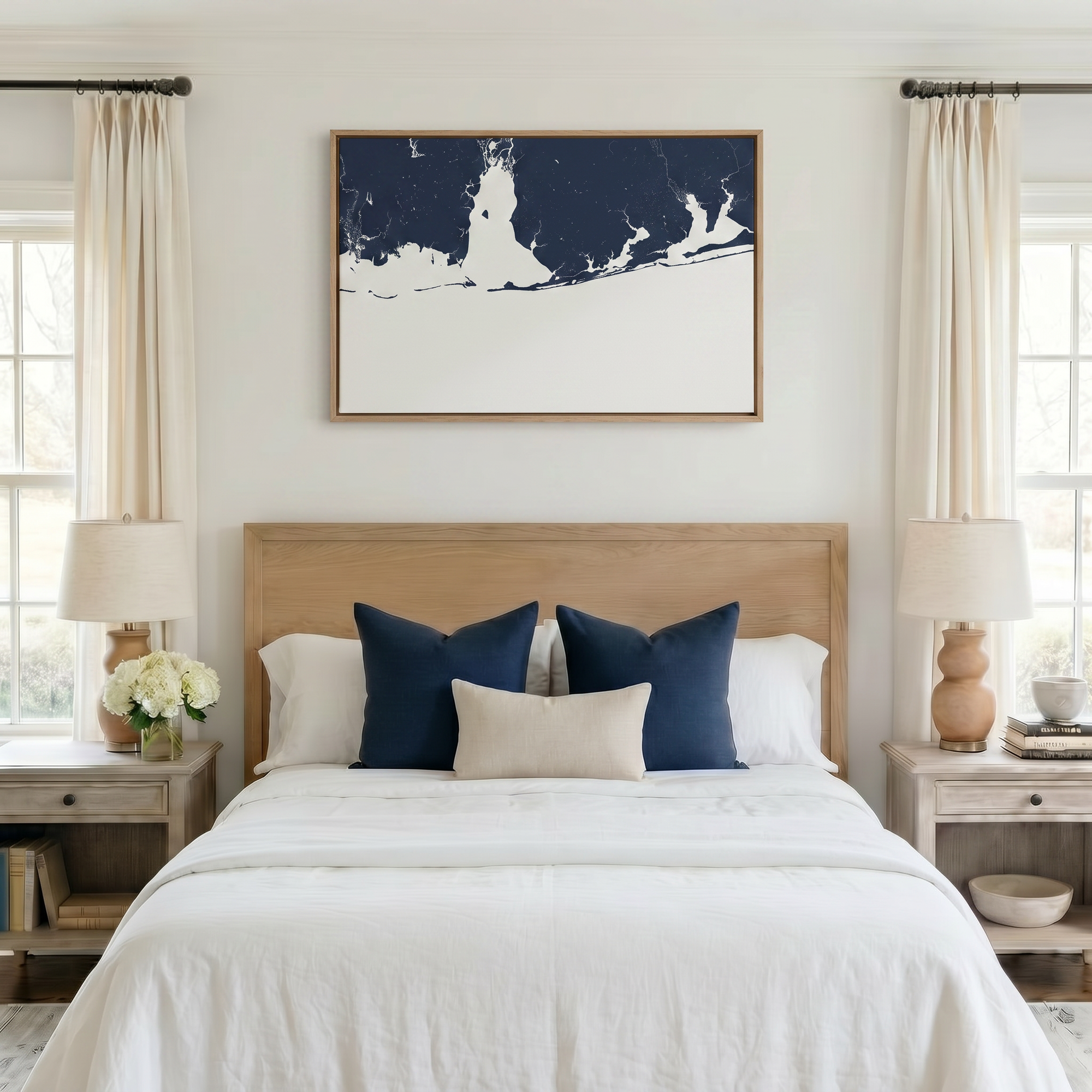 Alabama Gulf Coast canvas map art in bedroom setting