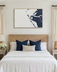 Anna Maria Island canvas map art in bedroom setting