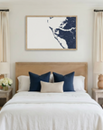 Anna Maria Island matte map art in bedroom setting