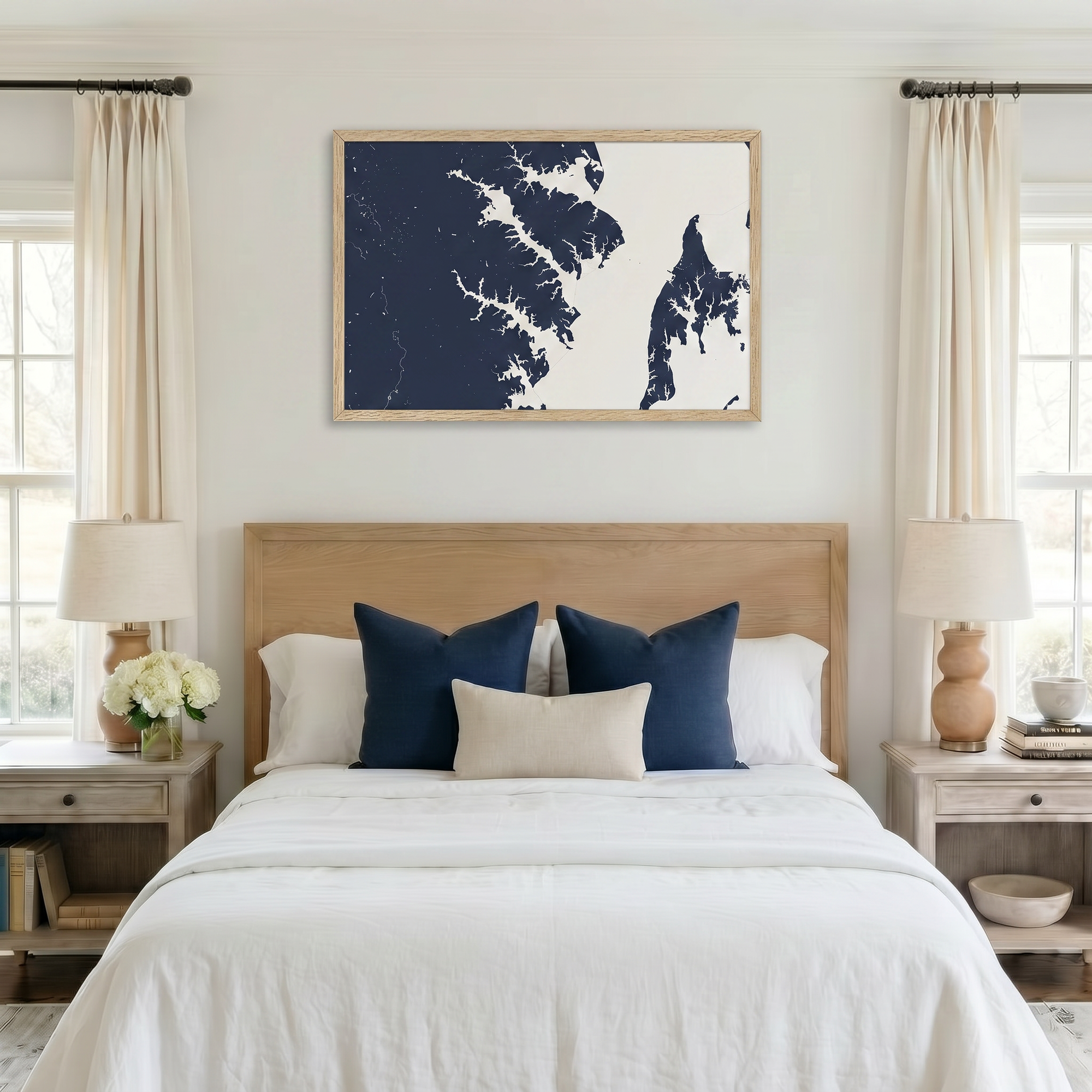 Annapolis matte map art in bedroom setting