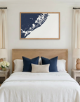Atlantic City matte map art in bedroom setting