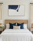 Bald Head Island canvas map art in bedroom setting