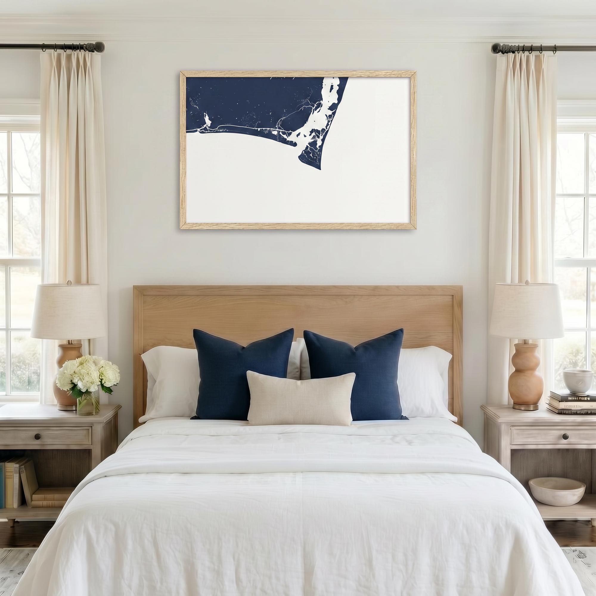 Bald Head Island matte map art in bedroom setting