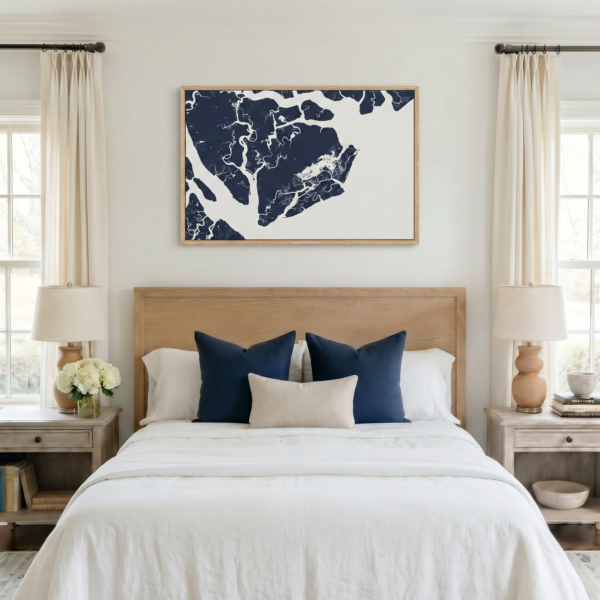 Beaufort / Sea Islands canvas map art in bedroom setting