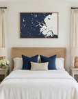 Boston canvas map art in bedroom setting
