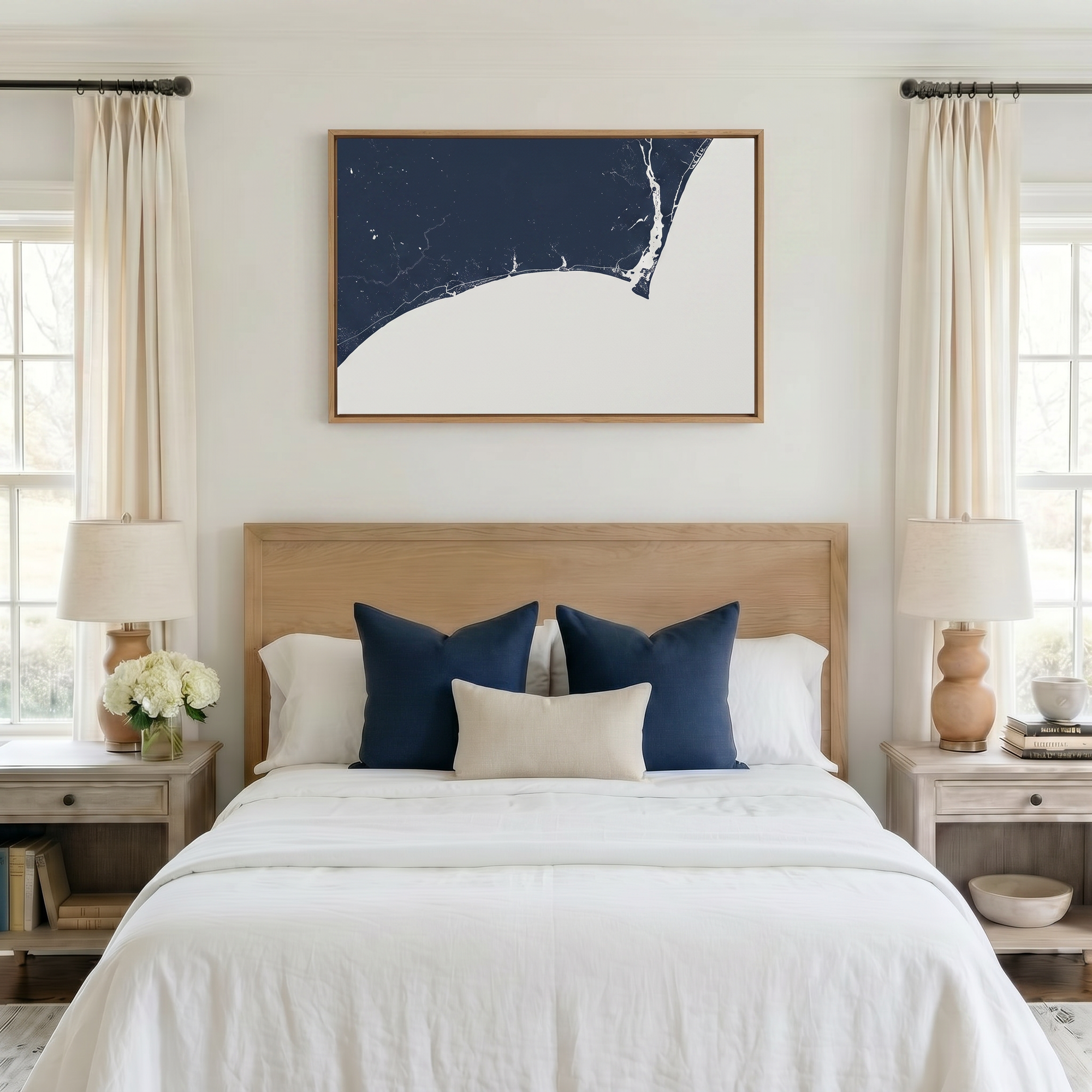Brunswick Islands canvas map art in bedroom setting