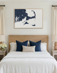 Cape Cod canvas map art in bedroom setting