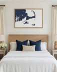 Cape Cod matte map art in bedroom setting