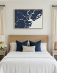 Charleston canvas map art in bedroom setting