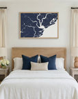Charleston matte map art in bedroom setting