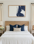 Clearwater Beach matte map art in bedroom setting
