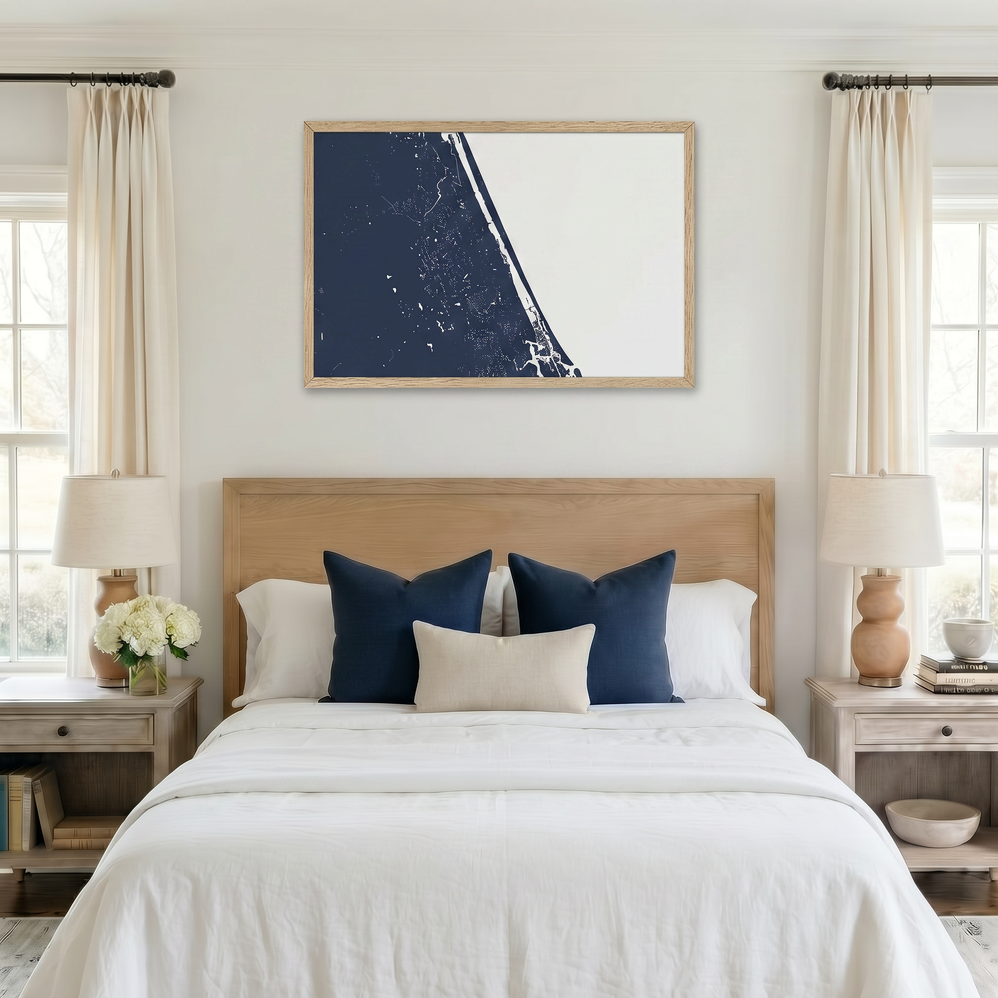 Daytona Beach matte map art in bedroom setting