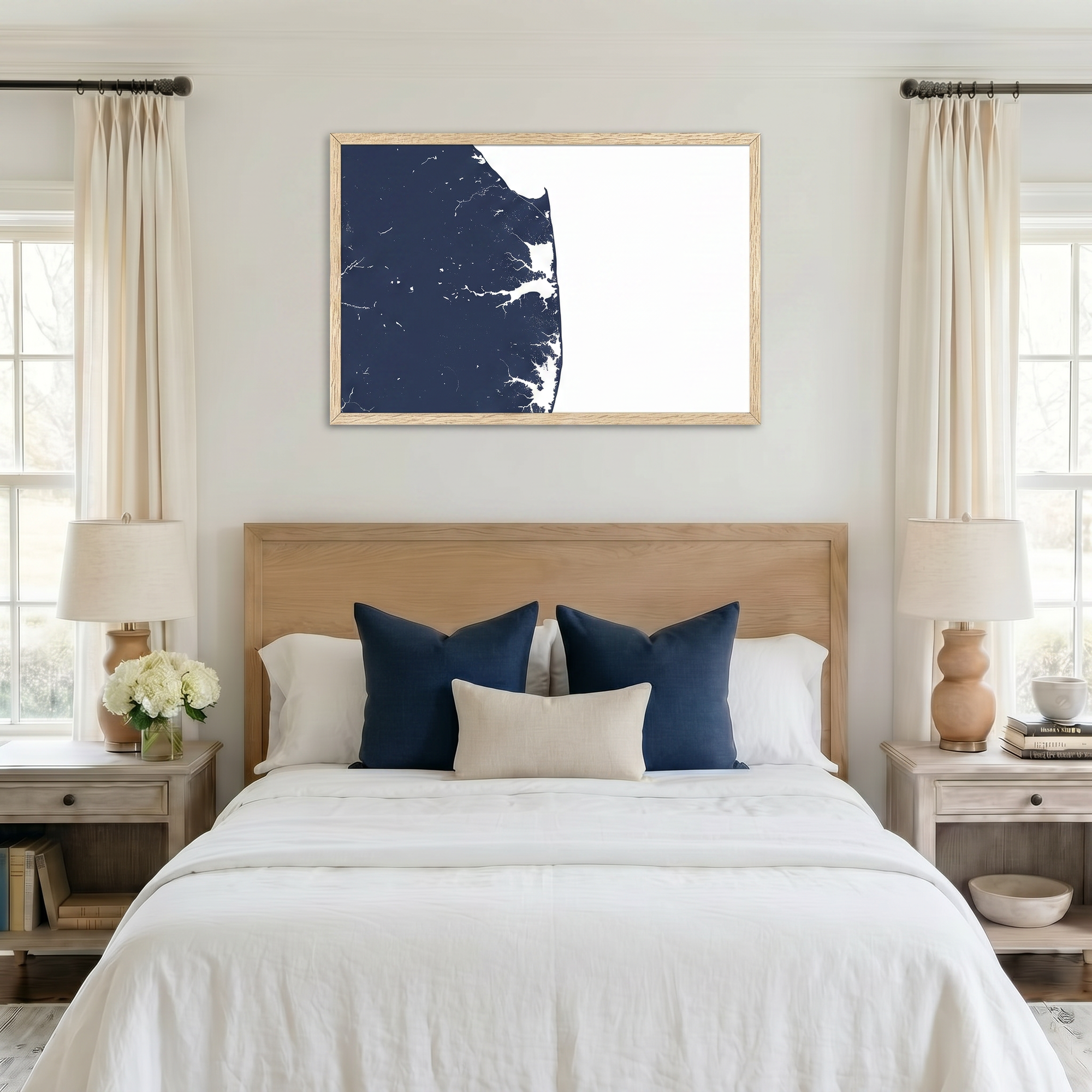 Delaware Beaches matte map art in bedroom setting
