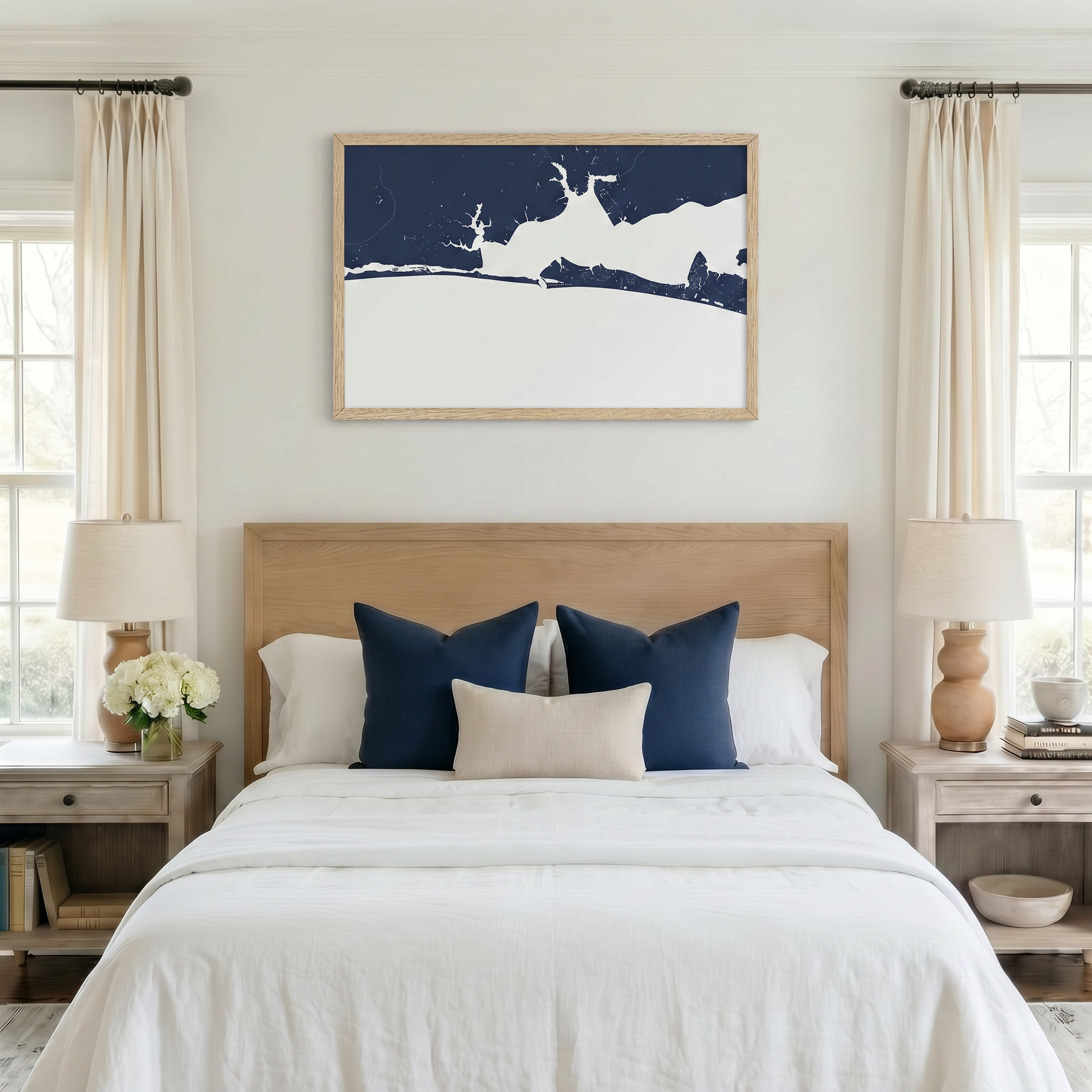 Destin matte map art in bedroom setting