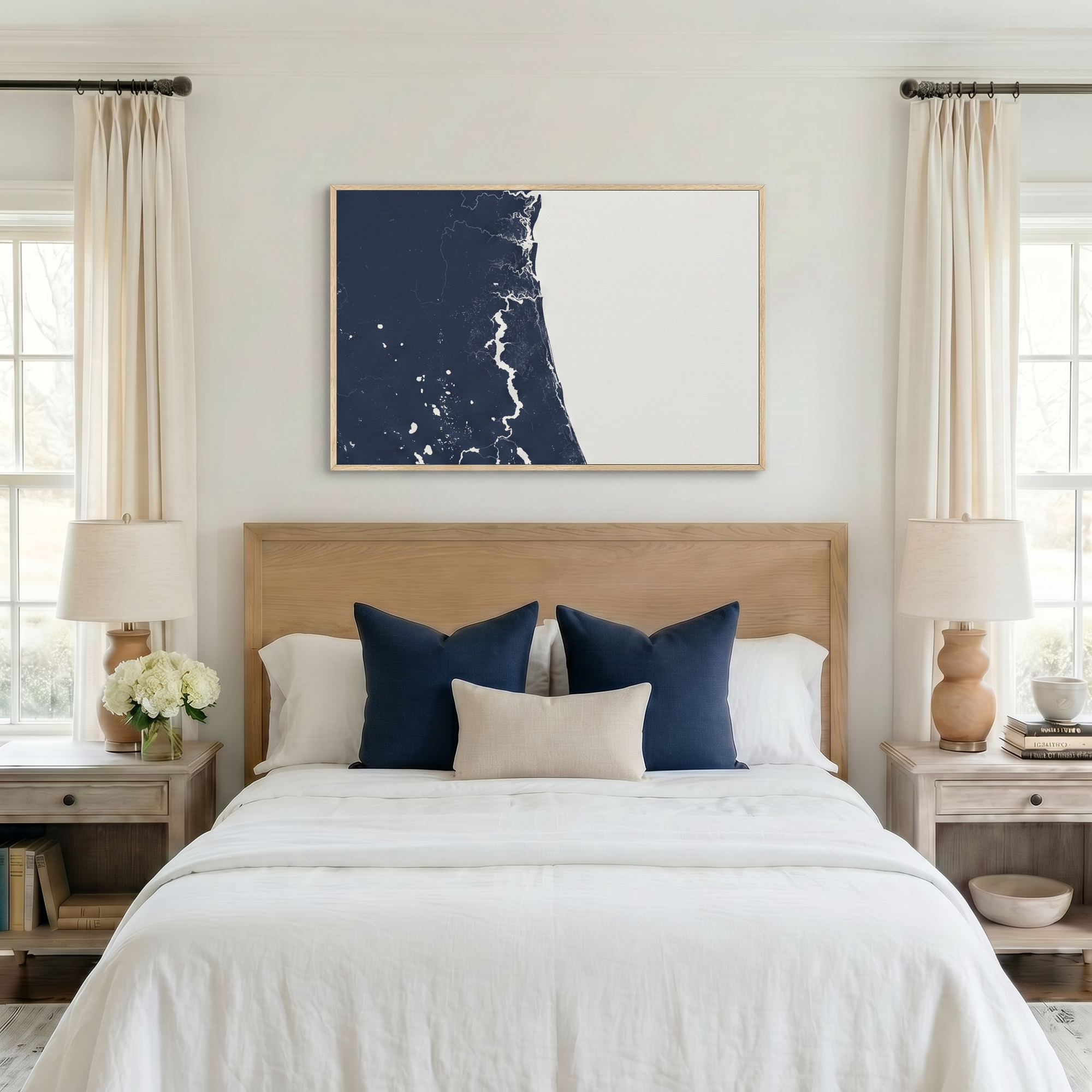 First Coast / Northeast Florida canvas map art in bedroom setting