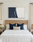 First Coast / Northeast Florida canvas map art in bedroom setting
