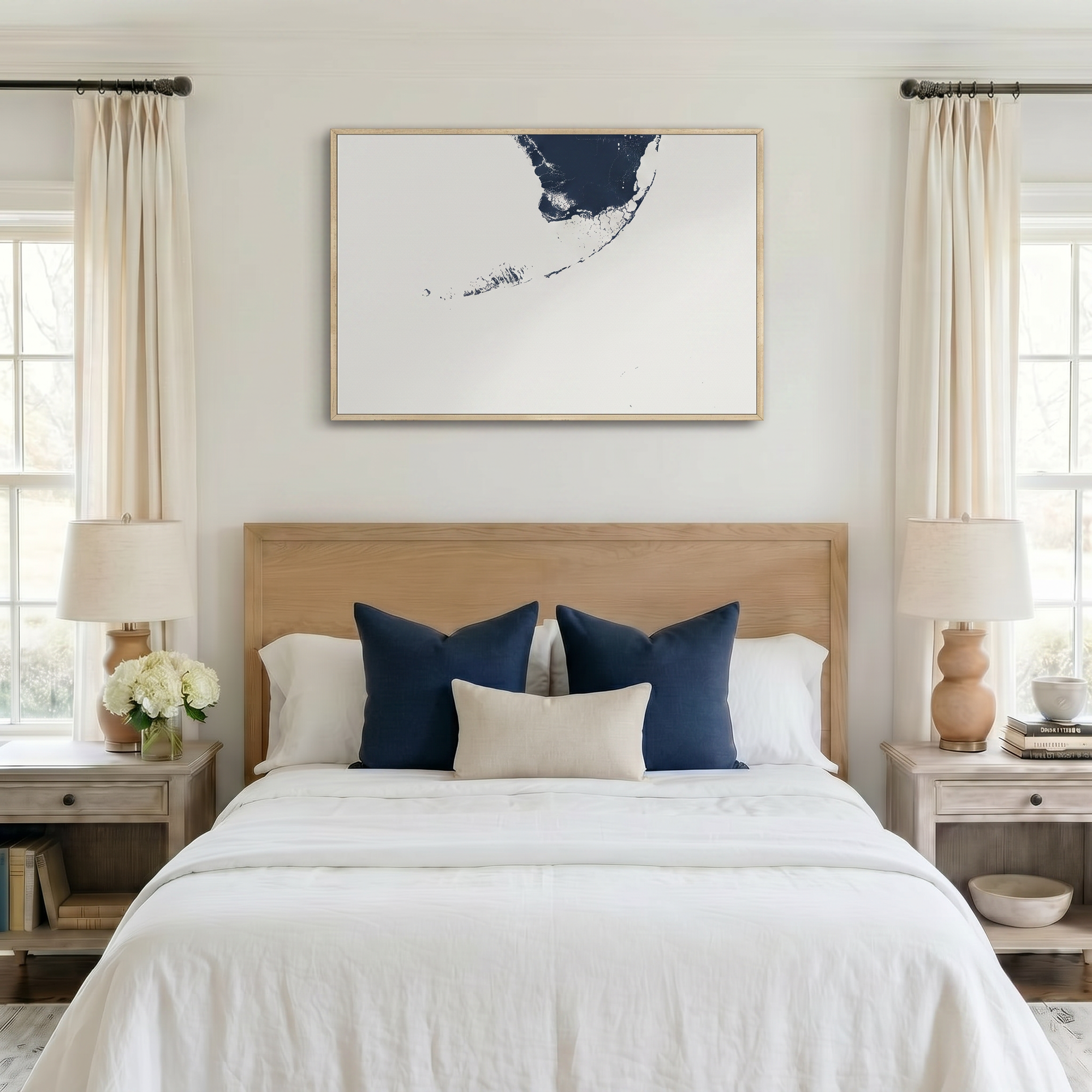 Florida Keys canvas map art in bedroom setting